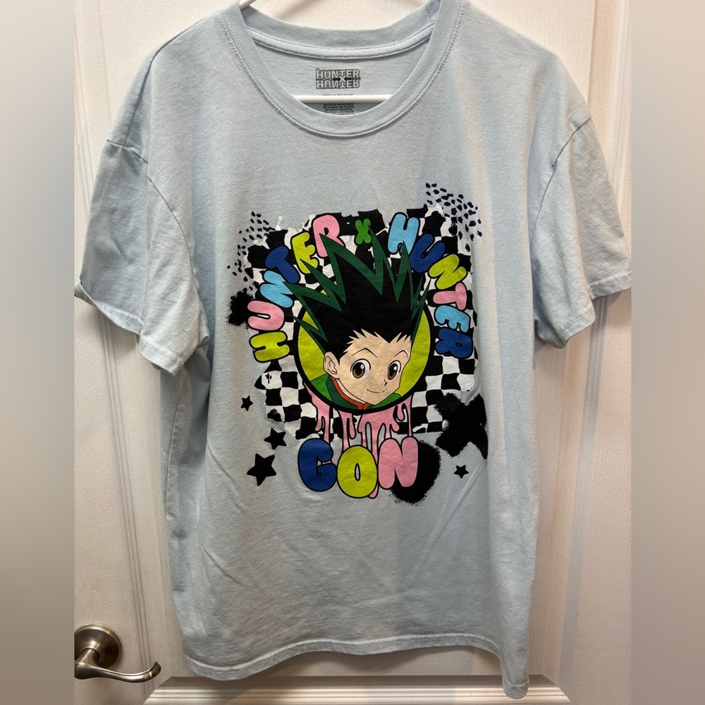 Unisex Hunter x Hunter Tee Shirt - Light Blue w/Multicolor Design